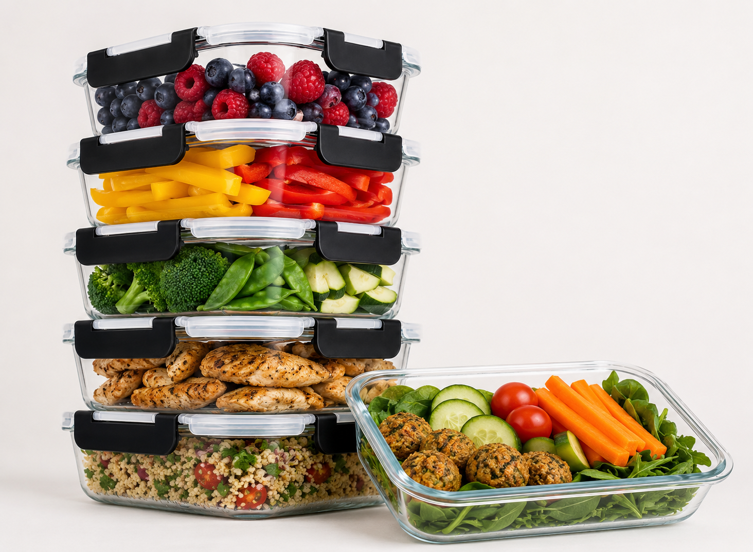 Deal Donkey - Xemm Meal Prep Bakjes - Glazen Bewaarbakjes - 6 Stuks - 1040 Ml
