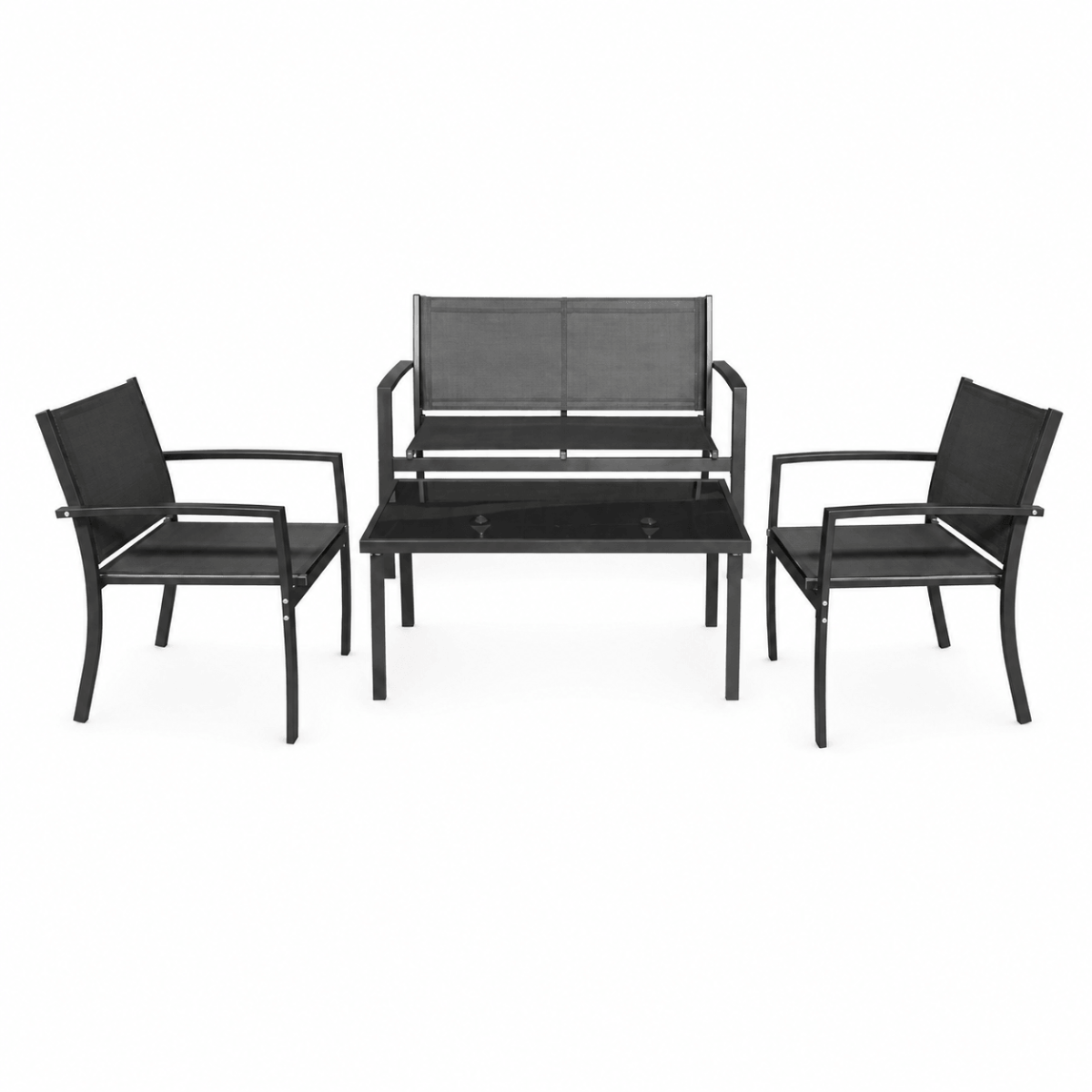 HI Loungeset 4-delig zwart - tuinset met sofa
