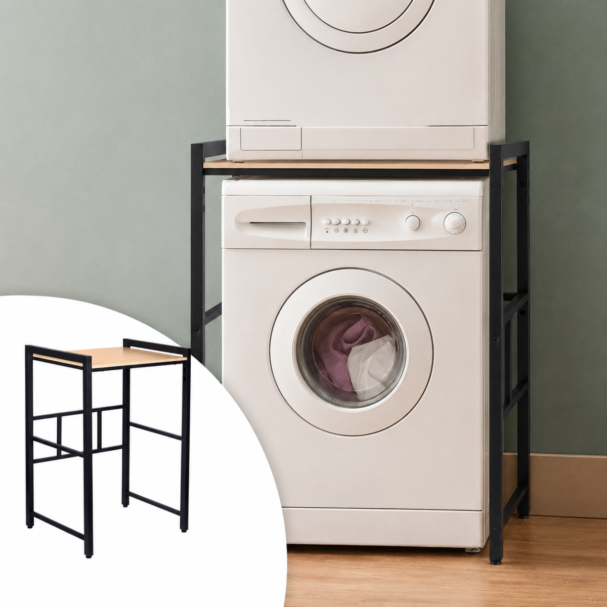 Deal Donkey - Hi Wasmachinerek - Staal En Mdf - Verstelbare Hoogte - Max. 250 Kg Draagvermogen