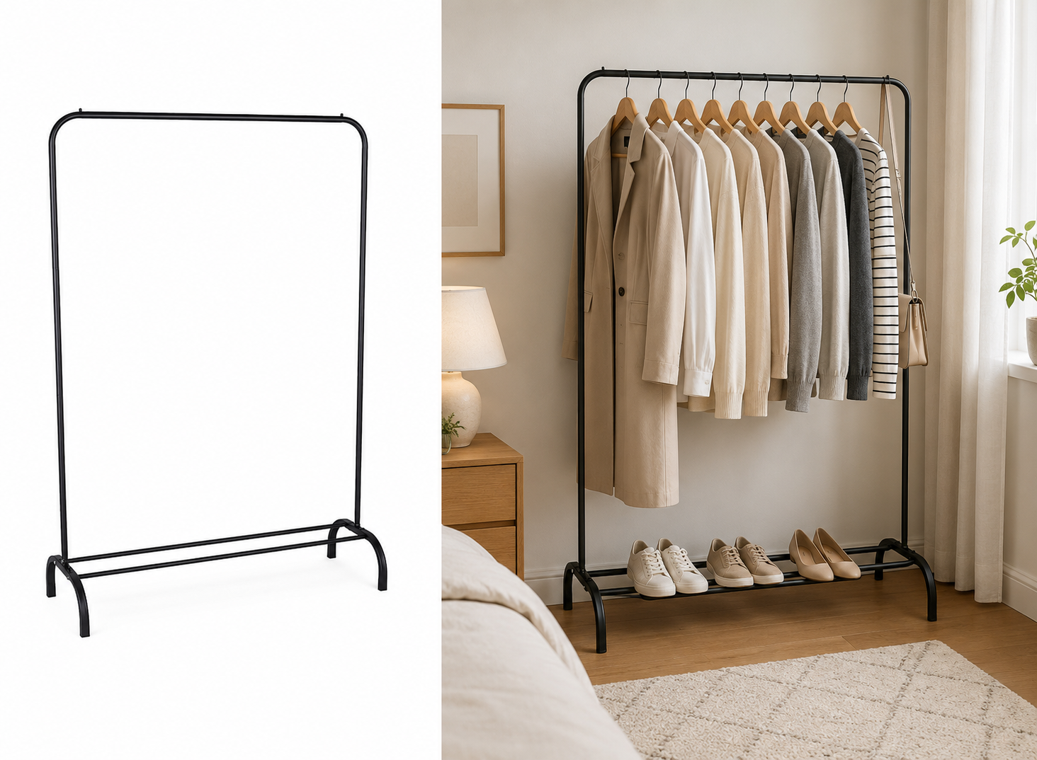 Deal Donkey - Lowander Metalen Kledingrek Met Schoenenrek - 110 X 40 X 150 Cm