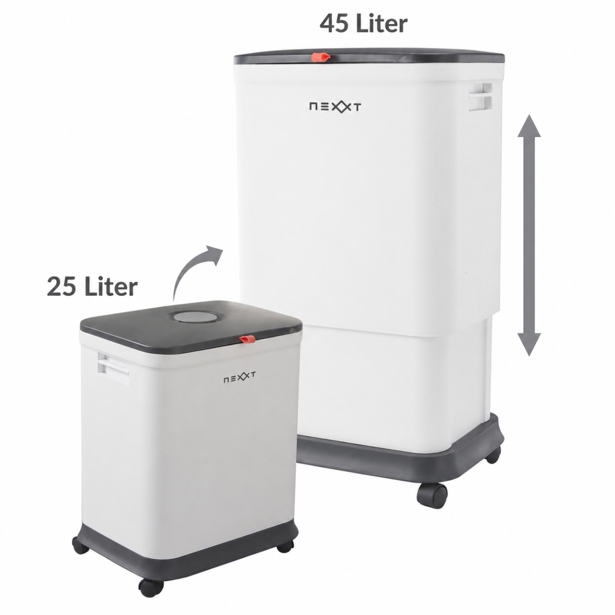 Nexxt Verstelbare Prullenbak - 25L tot 45L- met Wieltjes