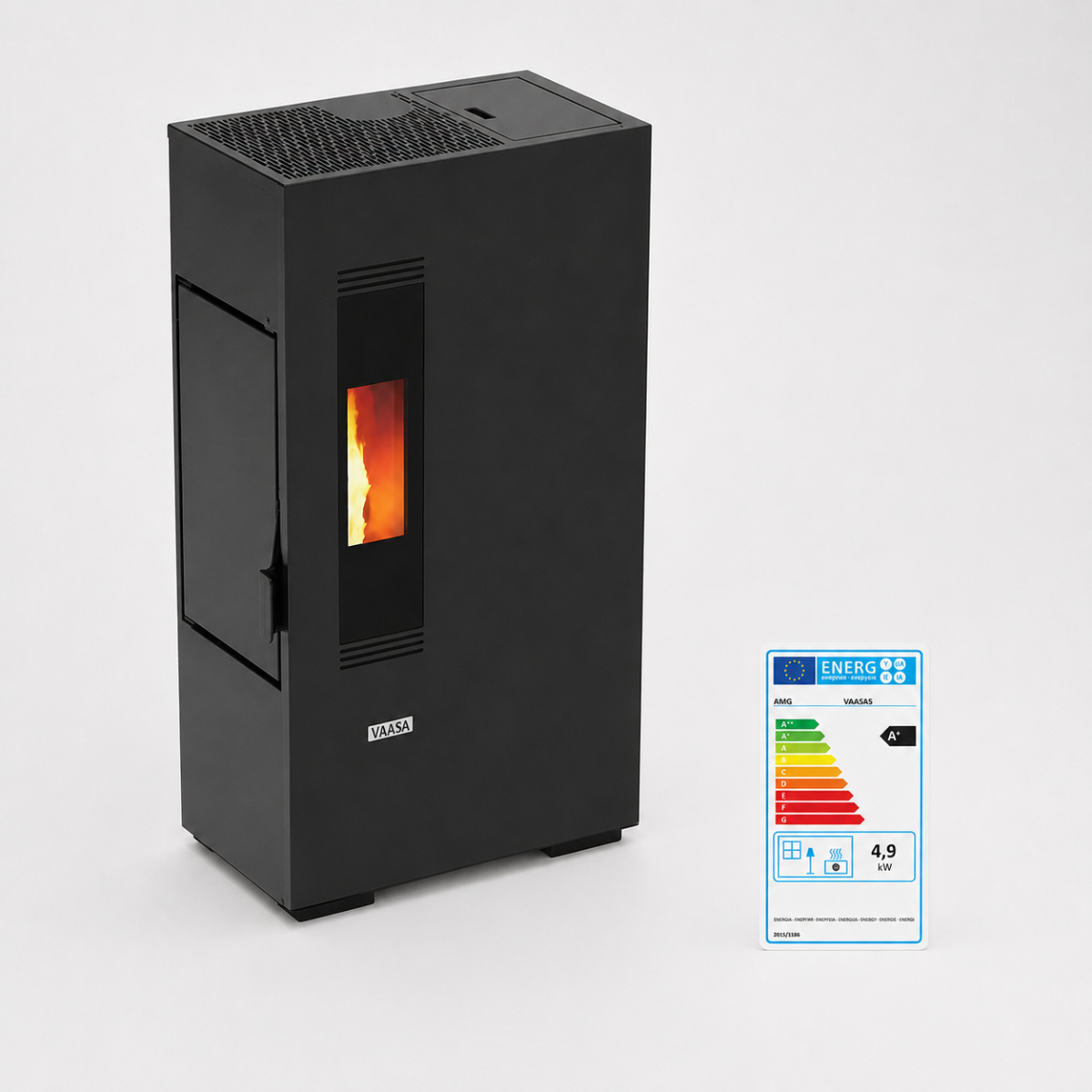 VAASA Pelletkachel VAASA 5 - 4,9 kW - voor ruimten tot 135m3 - zwart - compact model afbeelding