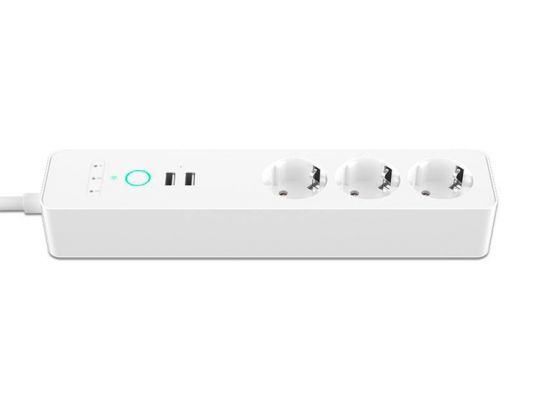QNECT Slimme Stekkerdoos - Wi-Fi 2,4Ghz - 3-voudig met 2x USB - 16A - Max 3600W - Werkt met Google Home en Amazon Alexa