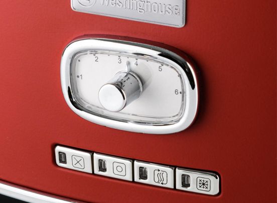 Westinghouse Retro Broodrooster - 2 Slice Toaster - Rood - Met Warmhoudrek
