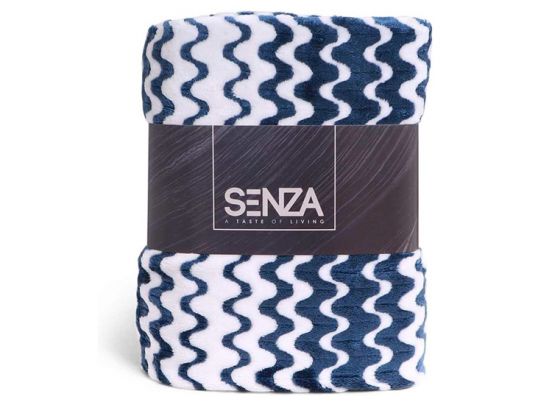 Senza Wave Plaid - 130 x 160cm - Wit/Blauw