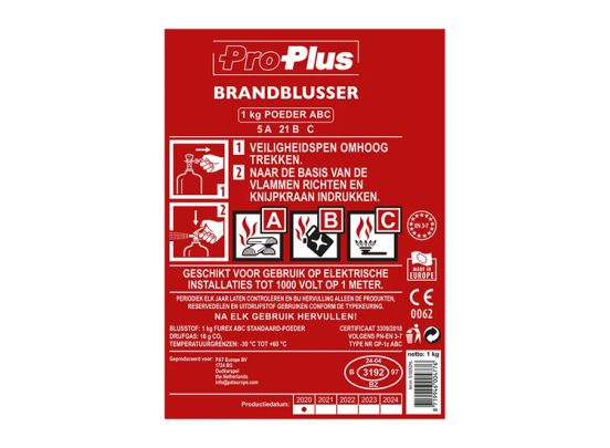 ProPlus Brandblusser - 1kg - ABC poeder - Vorstbestendig