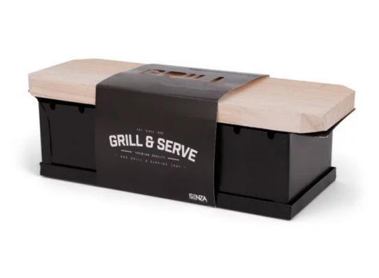 SENZA Grill BBQ Met Serveerplank - 2-in-1 Set - Zwart - 36x13,5x11,5cm