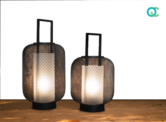 FlinQ LED lantaarn - set van 2 maten - zwart - stijlvol
