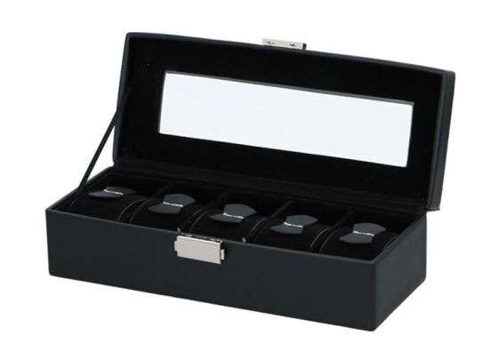 FEDEC Luxe Horlogebox - Horlogedoos - Voor 5 Horloges - Zwart
