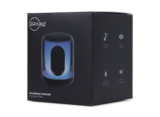 BRAINZ Wavebase Speaker - Ingebouwde Subwoofer - LED Functies - Bluetooth - Zwart