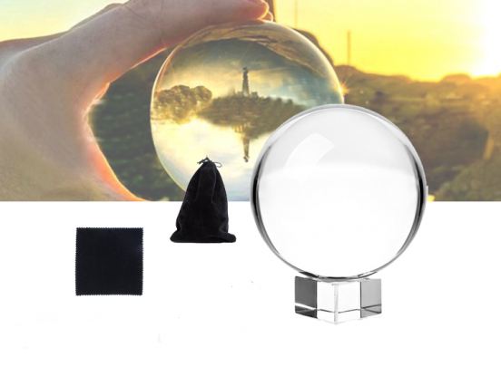Fedec Kristallen Glazen Foto Bol - Met Houder – 80 MM - Lens Ball
