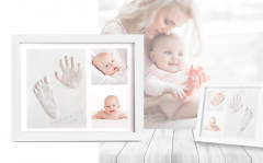 Baby Fotolijst - Klei Afdruk Hand/Voet - Kraamcadeau - 3D Collage - 54 extra letters