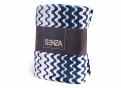 Senza Wave Plaid - 130 x 160cm - Wit/Blauw