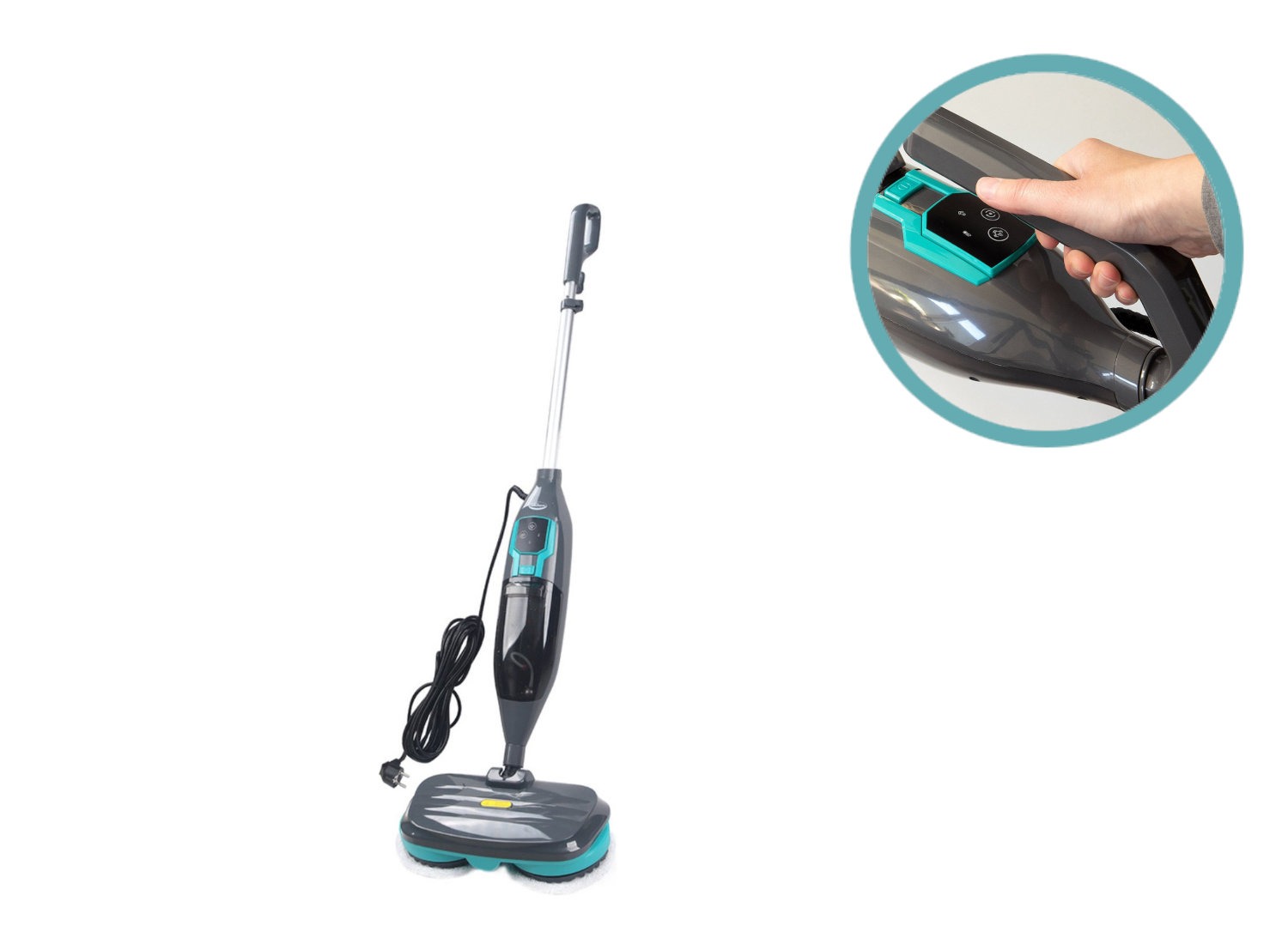 Aqua Laser - 2-in-1 Stoomreiniger - Roterende pads - Blauw