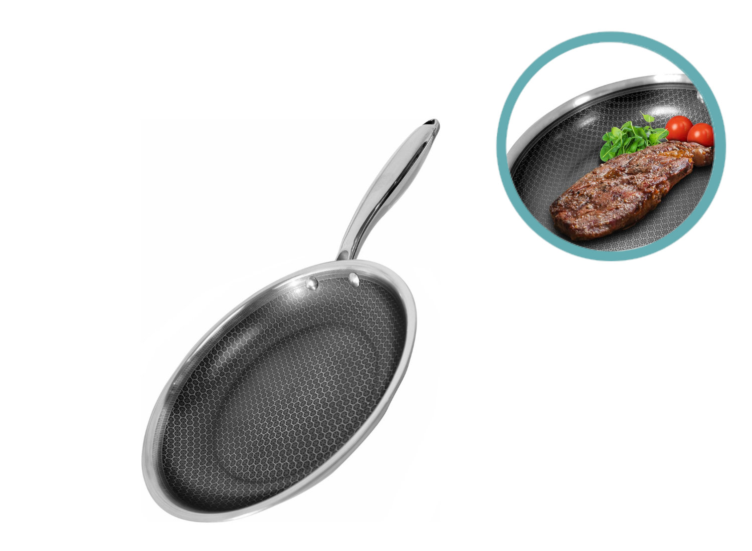 ENRICO Koekenpan Ø20 cm - RVS Honingraat Anti-Aanbakpan - PFAS/PTFE-vrij - Geschikt voor Inductie