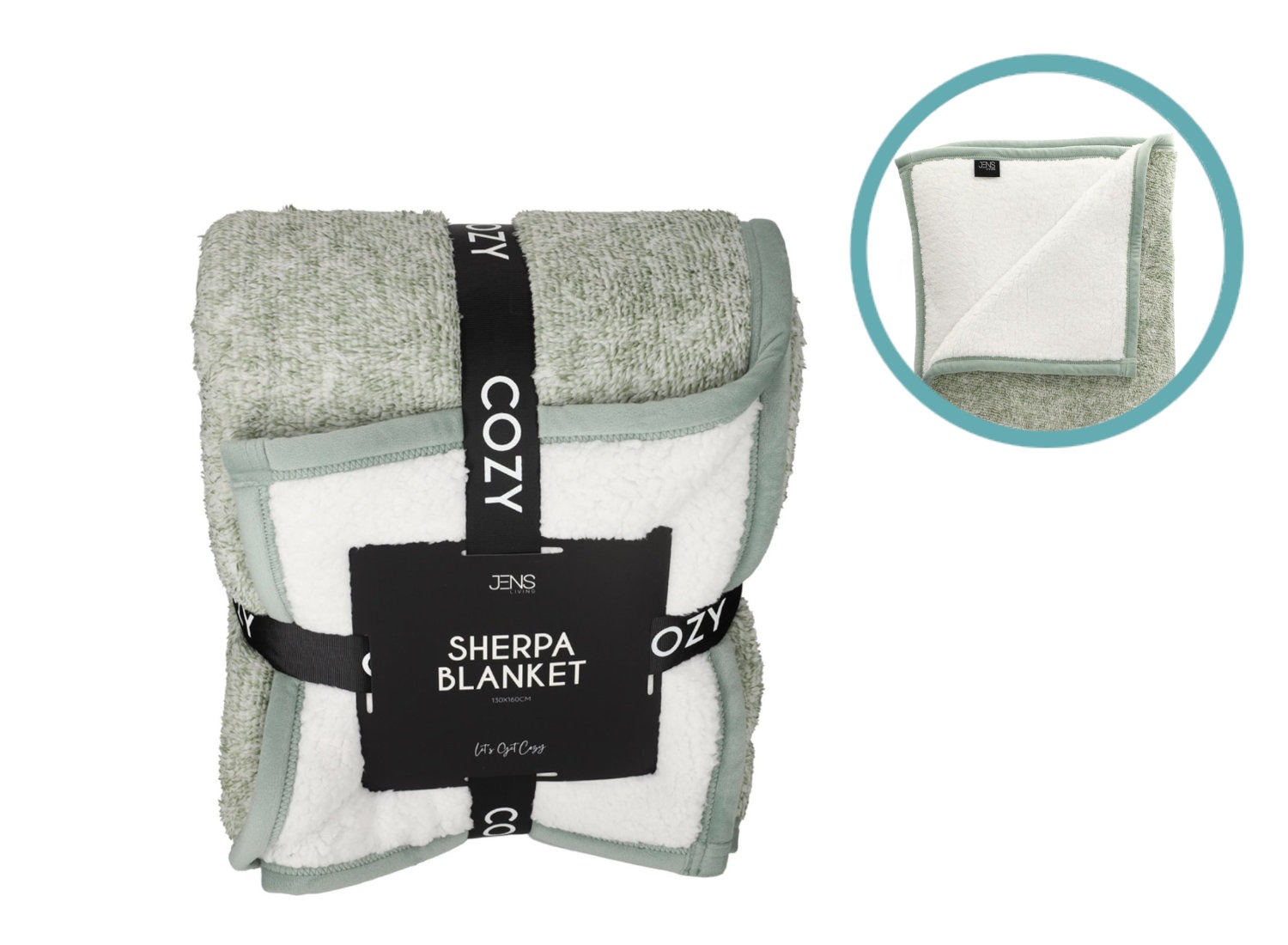 JENS Living Sherpa Plaid - 160 x 130 cm - Groen