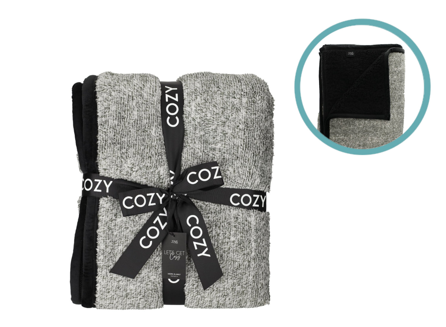 JENS Living Sherpa Plaid - 160 x 130 cm - Zwart