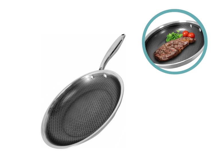 ENRICO Koekenpan Ø28 cm - RVS Honingraat Anti-Aanbakpan - PFAS-vrij - Inductie