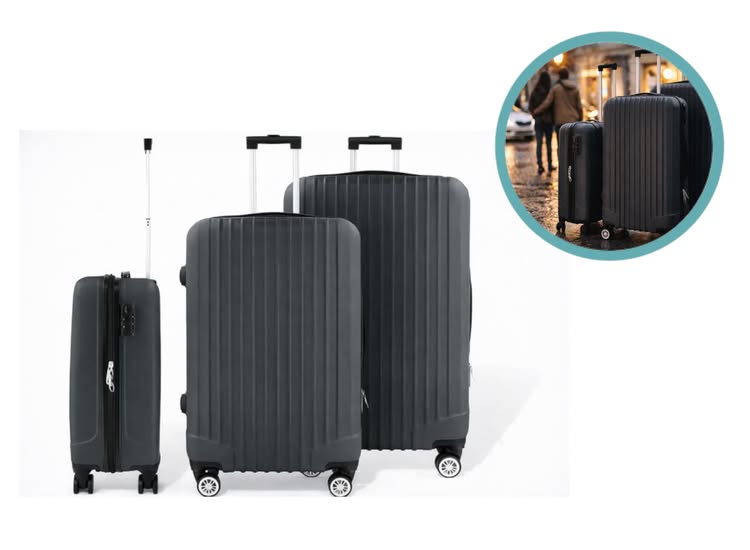 Hoffmanns Kofferset 3-delig - XXL 76 x 52 x 30 cm - Diamant Zwart