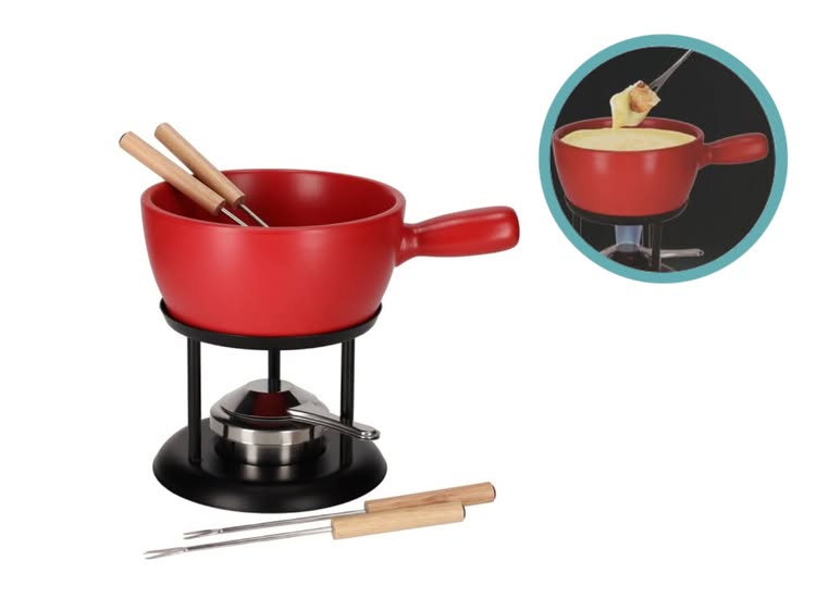 JENS Living Fondue Set - Large - 22 x 16 x 20 cm - Rood