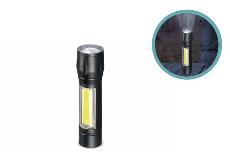 HI Oplaadbare Zaklamp LED - 300 Lumen - USB-C - Zwart