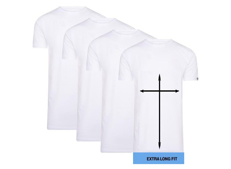 4-pack Cappuccino Witte T-Shirt ronde hals - Extra Lange T-shirts