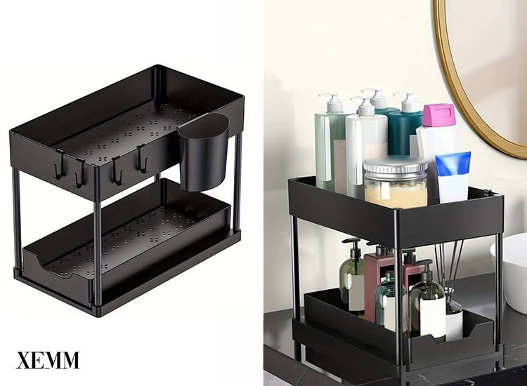 XEMM Goosteenkast Organizer - 2 Laags - Zwart