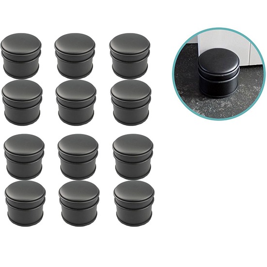 12x GS deurstopper mat zwart - 1 kg - Ø7,5 x 8 cm