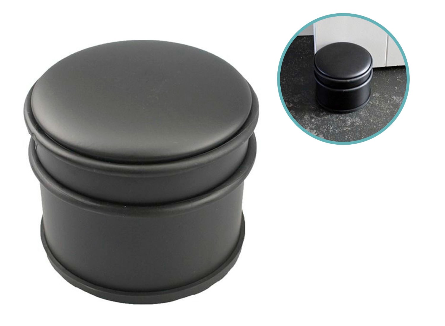 GS deurstopper mat zwart - 1 kg - Ø7,5 x 8 cm