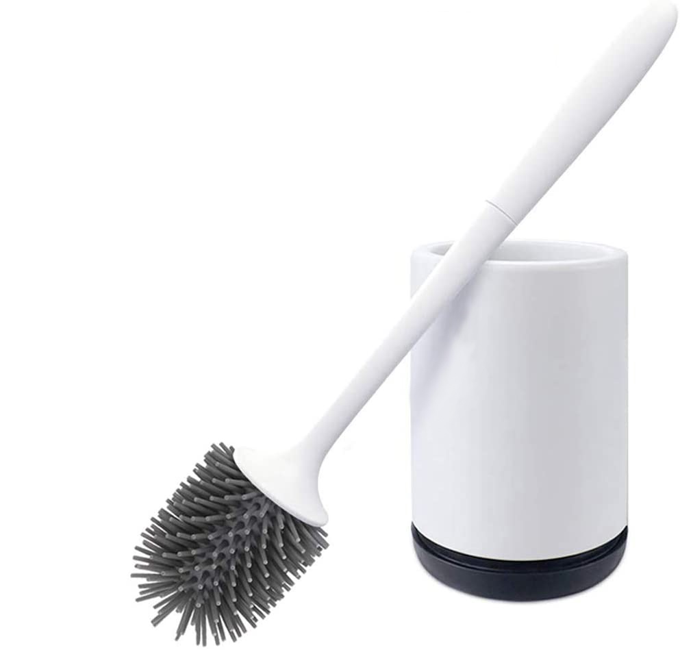 Basic Siliconen toiletborstel - Droogbakje - Wit