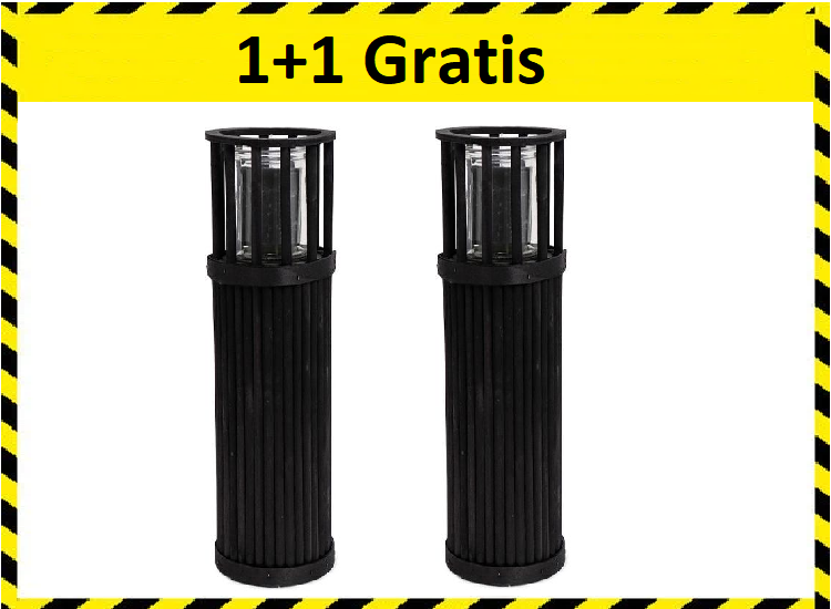 Senza Windlicht Pilaar 40 cm Zwart-Hout 1+1 Gratis