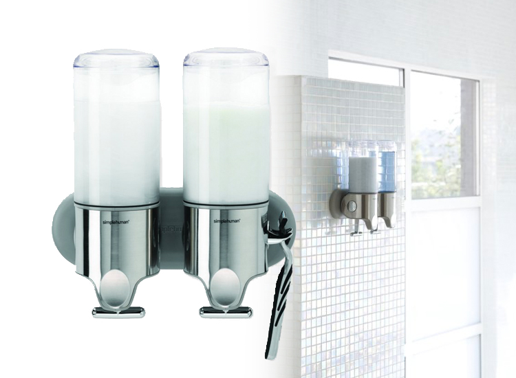 Simplehuman RVS Zeepdispenser - Wand Duo - 22,6x9,4x24,5cm - Zilver