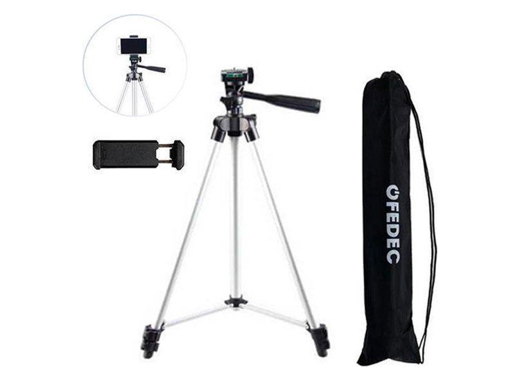 FEDEC Telefoon Tripod Telefoonstatief Verstelbaar tot 150 CM Extra grip telefoonhouder Waterpas Opbe