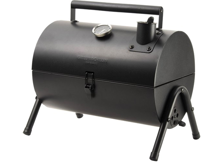 DealDonkey Gusta Barbecue Grill en Smoker - Grilloppervlak (LxB) 22 x 18 cm - Met Thermometer - Zwart aanbieding
