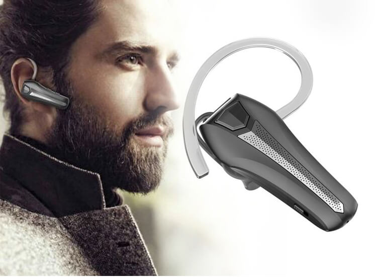 Fedec Draadloze Bluetooth Headset Met Microfoon Q5S Sterke Accu Opneemknop Zwart