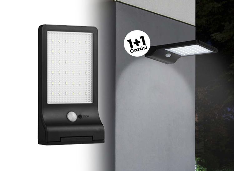 Hofftech solar led wandlamp met sensor 1+1 GRATIS