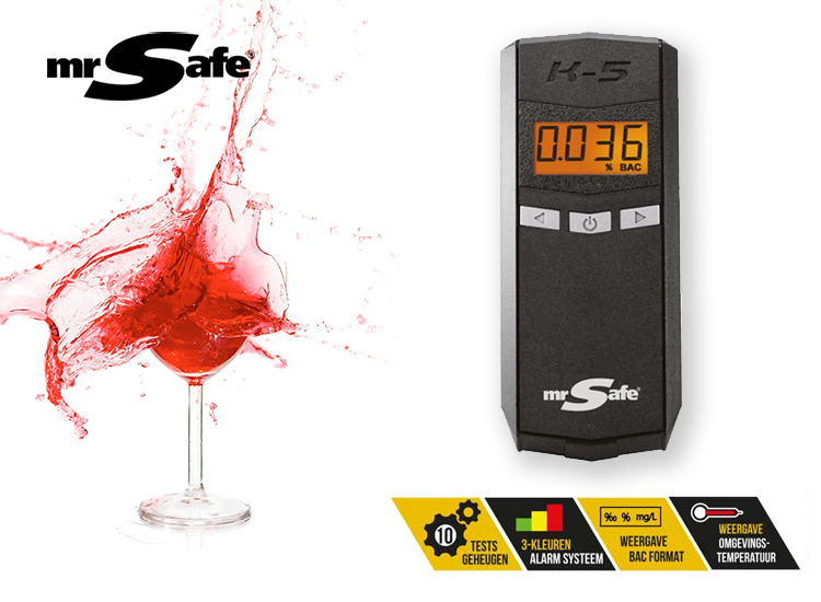 mr Safe digitale alcohol tester - Test zelf je alcoholpercentage