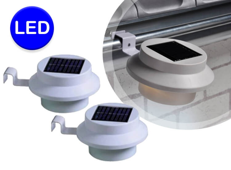 Dakgootlampen op zonne-energie 2 stuks - Eenvoudig te bevestigen aan je dakgoot