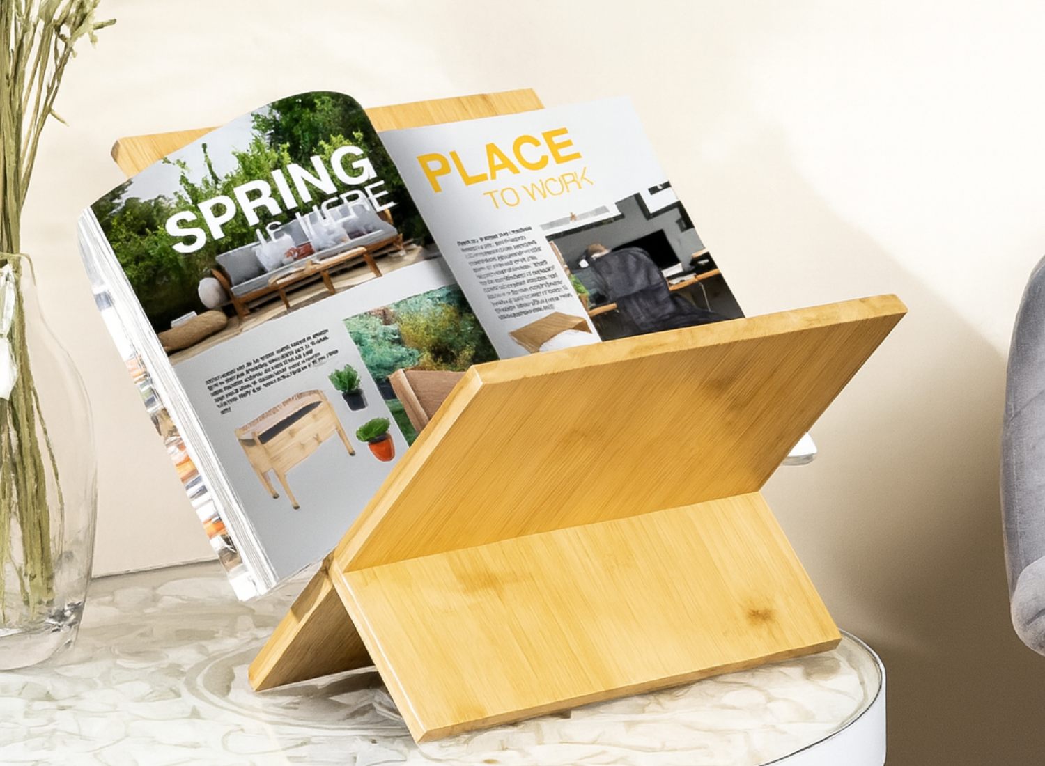 HI Boekenstandaard Bamboe - Boekensteun - 31x27x25 cm afbeelding