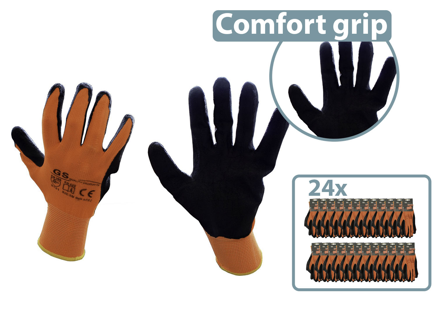 24-pack GS 'heavy duty' werkhandschoenen - Dames en Heren