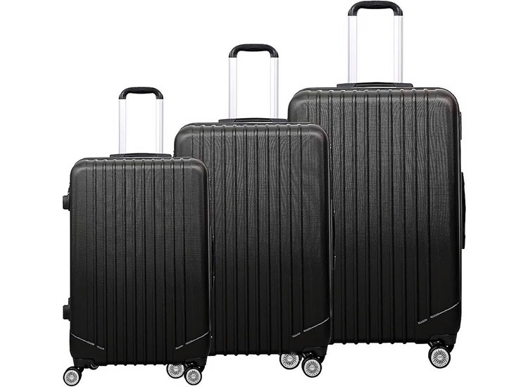 Hoffmans Kofferset 3-delig - Hardcase ABS kofferset - Ritssluiting - Zwart afbeelding
