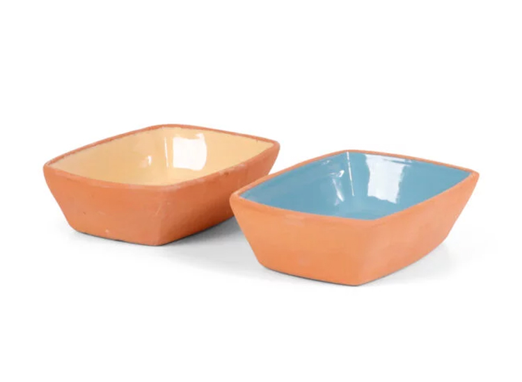 SENZA Terracotta Schaaltjes Rechthoek Blauw/Geel /2