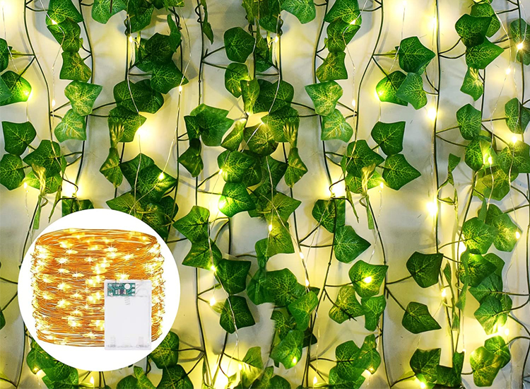 FEDEC Klimop met verlichting - 12 Stuks - 10 Meter - 100 LEDS - Kunst klimop