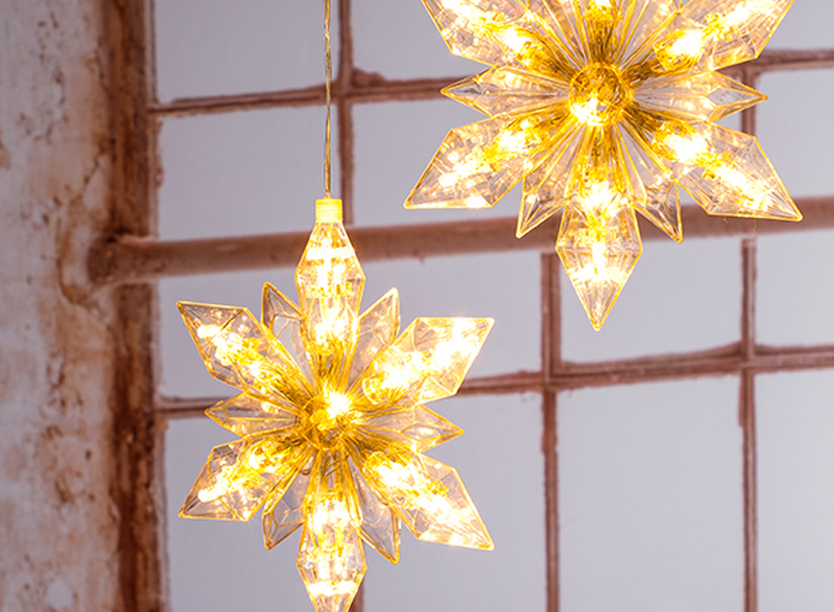 Kerststerren met LED verlichting - 2 stuks