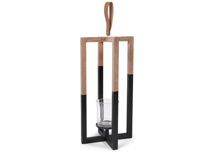 SENZA Houten Kandelaar - 41 CM - Zwart