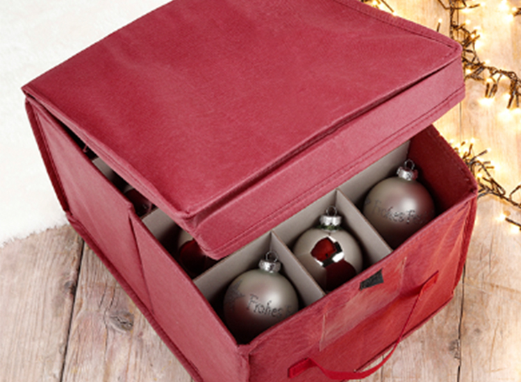 HI Kerstballen Opbergdoos Opbergbox Voor 24 Kerstballen Rood