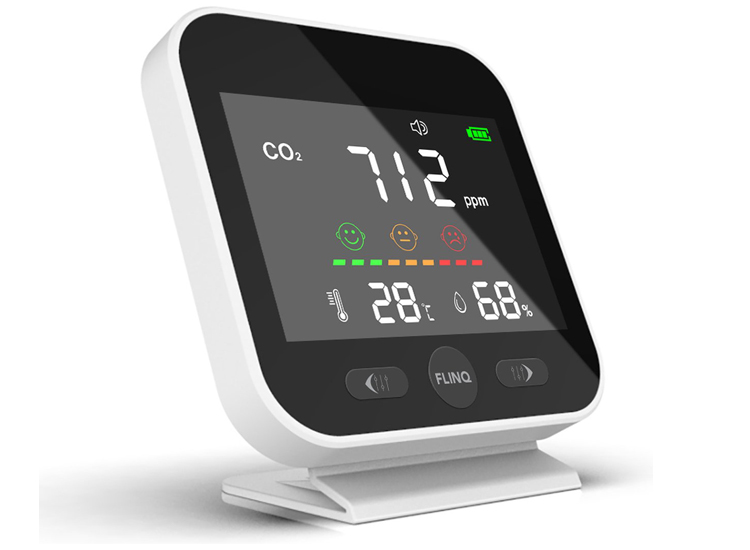 FlinQ CO2 Meter - Luchtkwaliteitmeter - CO2 Meter Binnen - Temperatuurmeting - Draagbaar