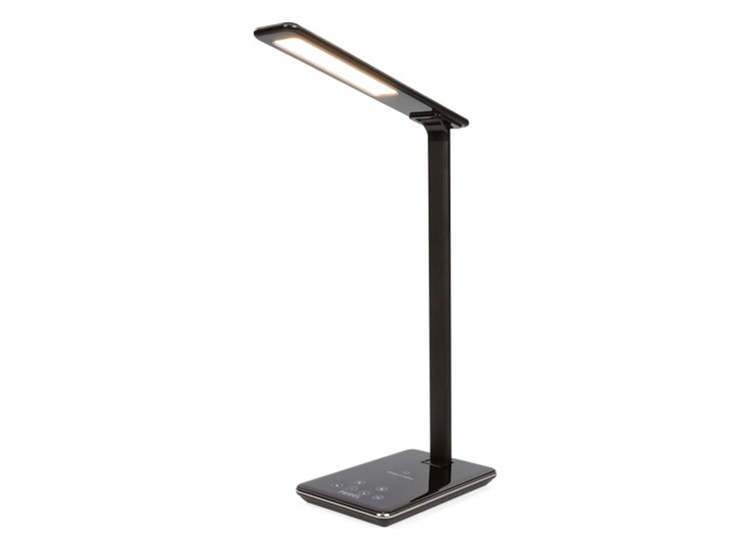 Perel Dimbare Bureaulamp + Draadloze Oplader 48 Leds Zwart