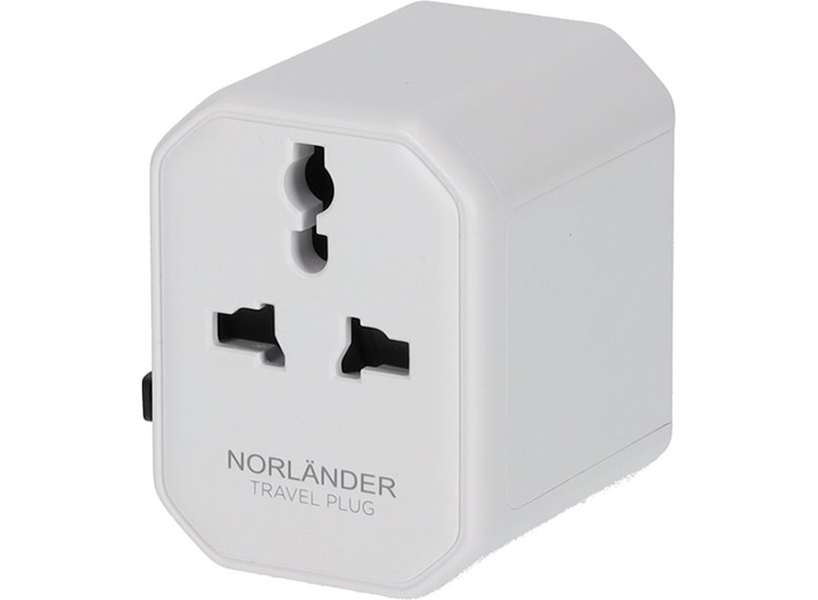 Norlander Universele wereldstekker Reisstekker USA-AUS-UK-EU Stekker USB-A & USB-C Aansluiting Wit