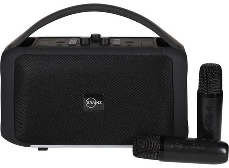 BRAINZ Karaoke Speaker XXL - Complete Karaoke Set - Inclusief Microfoons - 27 x 13,5 x 22 cm - Zwart